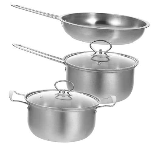 PartyKindom 1Satz Teiliges Edelstahl Kochtopfset Milchpfanne Suppentopf und Bratpfanne für Gas- Elektro Induktionsherde Langlebig und Praktisch von PartyKindom