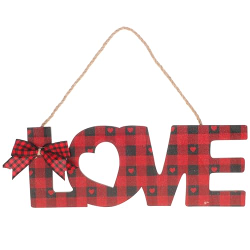 PartyKindom Love Holz Türschild Hängend Valentinstag Dekoration Herz Dekoornament Rot schwarz für Wand Tür Wohnzimmer Valentinstag Idee von PartyKindom