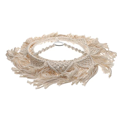 PartyKindom Makramee Lampenschirm Hochwertigem Baumwollmaterial Boho Deckenleuchte für Wohnzimmer Elegantes Gewebtes Design eine Warme und Sanfte Beleuchtung als Dekorativer Lichtschutz von PartyKindom