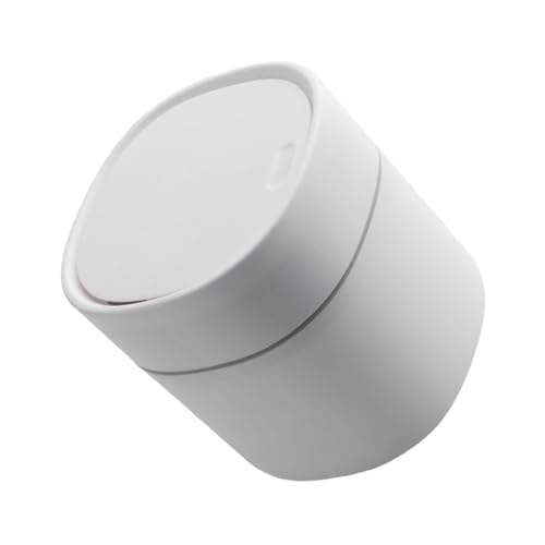 PartyKindom Mini Desktop Mülleimer Weiß Kompakter Tischabfalleimer mit Druck Flip Deckel Robuster Platzsparender Papierkorb für Büro Wohnzimmer Schreibtisch von PartyKindom