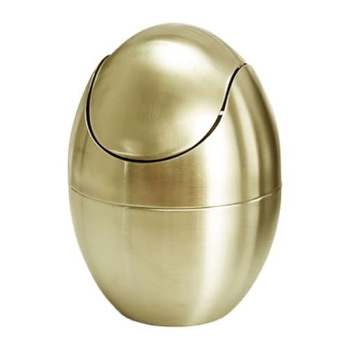 PartyKindom Mini Tisch Mülleimer mit Deckel Goldfarbener Desktop Abfalleimer für Büro Badezimmer Küche Kompakter Robuster Recyclingbehälter für Kleinteile Stilvoll Langlebig von PartyKindom
