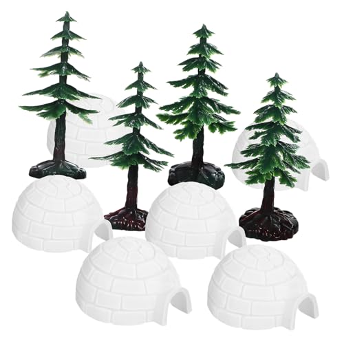 PartyKindom Miniatur Modellset mit Realistischen Igloo Figuren und Mini Weihnachtsbäumen Detailreiche Winterdekoration für Tisch Regal Langlebige Frostbeständige Deko Vielseitig Einsetzbar von PartyKindom
