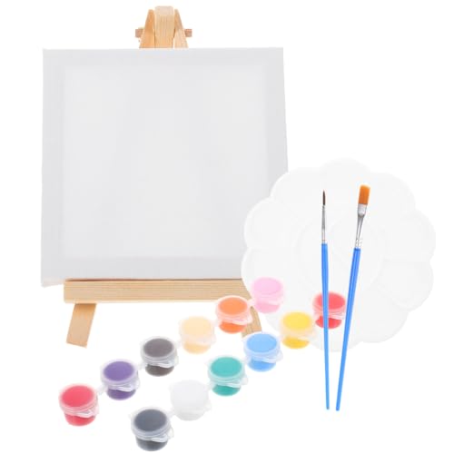 PartyKindom Miniatur Staffelei Set mit Holz Display Stabiler Dreiecksaufbau DIY Leinwand Halter für Acrylfarben und Ölgemälde für Anfänger Kunstkurse und Bastelprojekte von PartyKindom