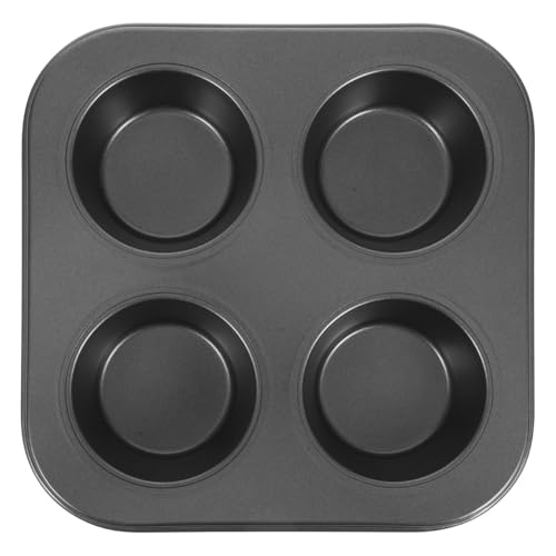 PartyKindom Muffin Backform 4Er Set - Antihaftbeschichtete Muffinform FüR Muffins Und Cupcakes Hochwertiger Stahl Ideal FüR Zuhause Und Gewerbliche Nutzung Schwarz 19X19X3 Cm von PartyKindom