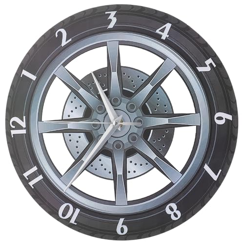 PartyKindom Rad Wanduhr Kreative Stumme Uhr für Wohnzimmer Moderne Home Decor mit Einzigartigem Reifen Design Geräuschlos und Umweltfreundlichem Acrylrahmen für Auto von PartyKindom