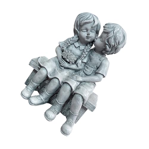 PartyKindom Resin Kissing Figurines Gartenfigur aus Hochwertigem Harz Wetterfest Lebendig Gestaltete Mädchen und Junge Skulptur Dekorativ für Outdoor Garten Terrasse und Wohnzimmer Langlebig von PartyKindom
