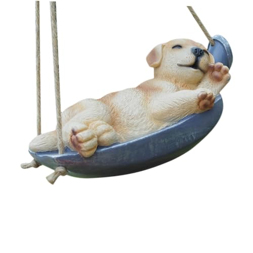 PartyKindom Resin Tierfigur Gartenornament Realistische Harzskulptur für Außenbereich Kleine Hundedekoration Lebendige Gartenfigur mit Zufälliger Hellgelber Basis für Zufällige Farbe von PartyKindom