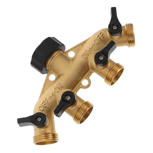 PartyKindom Robuster Messing Gartenschlauch Verteiler Ventil mit Absperrventilen Langlebiger Garten Wasserhahn Adapter für Gleichzeitigen Anschluss Mehrerer Schläuche Auslaufsicher und von PartyKindom