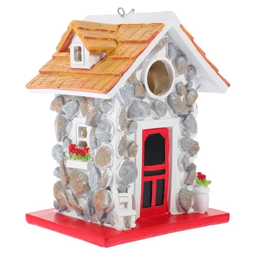 PartyKindom Robustes Hängendes Vogelhaus aus Stein Wetterfestes Nistnest für Kleine Gartenvögel Sicherer Außen Nistplatz Dekoratives Gartenhaus Einfach zu Montieren und Langlebig von PartyKindom