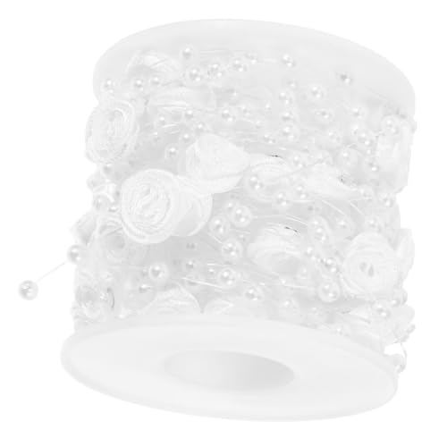 PartyKindom Satinband Perlengirlande Weiß Beaded String für Feier Dekoration Geschenkverpackung Party Tischdeko Braut Schmuck Zubehör von PartyKindom