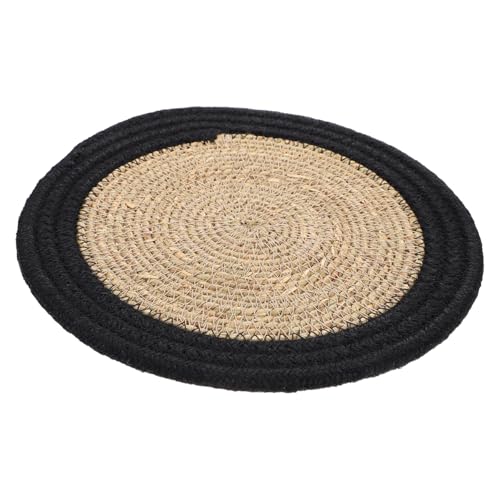 PartyKindom Schwarze Runde Cup Mat aus Natürlichem Seegras Hitzebeständige Kratzfeste Tischschutzmatte für Küche und Party Multifunktionaler Untersetzer für Esszimmer und Festtagsdekoration PartyKindom Schwarze Runde Cup Mat aus Natürlichem Seegras Hitzebeständige Kratzfeste Tischschutzmatte für Küche und Party Multifunktionaler Untersetzer für Esszimmer und Festtagsdekoration von PartyKindom