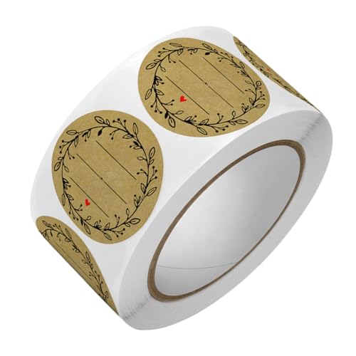PartyKindom Selbstklebende Kraftpapier Etiketten Rolle Olivenzweig Design Vielseitig für Einmachgläser Backwaren Geschenkverpackung Einfach Anzubringen Beschriftbar Langlebig von PartyKindom