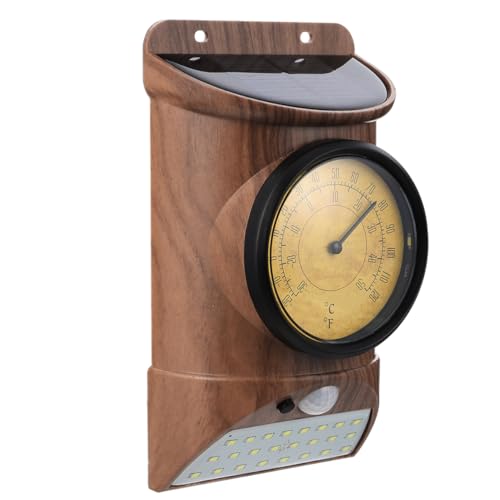 PartyKindom Solar Infrarot Sensor Wandleuchte mit Thermometer Wasserdichtes Außenlicht für Garten Terrasse und Einfahrt und Wetterglas Hochwertiges Material von PartyKindom