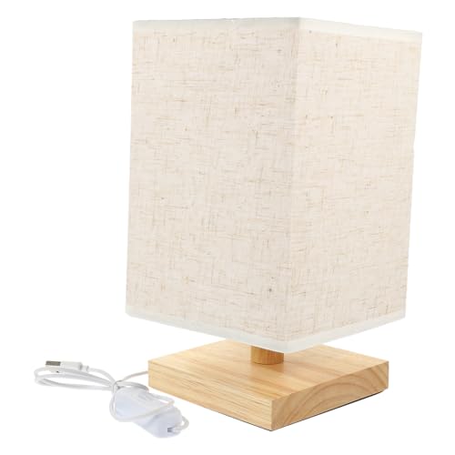 PartyKindom Tischlampe mit Stoffschirm und USB touchschalter Moderne Nachttischleuchte aus Buche Atmosphärische Schreibtischlampe für Wohnzimmer und Schlafzimmer Kreative Lichtdekoration von PartyKindom