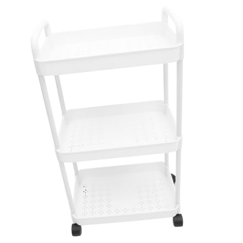PartyKindom Veranstalter Ecke schwebendes Eckregal DREI Einheit Storage Shelves abstellständer Hand Trucks Rollwagen schrankorginzer Organisationswagen Organizer-Wagen Rostfreier Stahl Weiß von PartyKindom