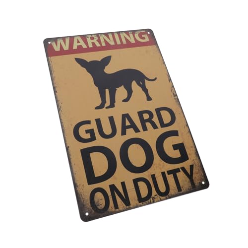 PartyKindom Vintage Warnschild Hund Metall Wetterfest Robust mit Vorgebohrten Löchern für Garten und Sicherheitszeichen Retro Stil Einfache Befestigung von PartyKindom