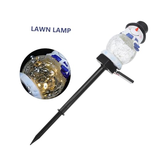 PartyKindom Weihnachtliche Solar Gartenstecklampe Crackled mit Schneemannmotiv Wetterfest Energiesparend für Außenbereich Garten Terrasse Party und Weihnachtsdeko von PartyKindom