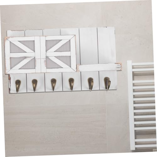 PartyKindom Weißer Schlüssel und Wandhalter mit Schwebendem Regal Robustes Holz Wandmontage Vielseitiger Organizer mit Haken für Flur und Eingangsbereich Platzsparendes Design Einfache von PartyKindom