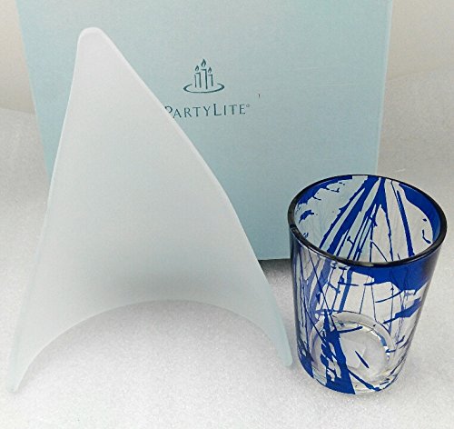 PartyLite - 1a Votivkerzenhalter SEGELTÖRN - P90235, Nautisch, Blau, Glas, Dekorativ, Indoor, Kerzenhalter von PartyLite - TEELICHTER