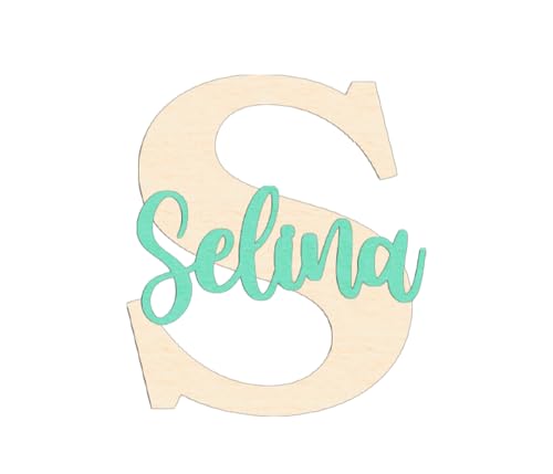 Holzschild mit Name & Anfangsbuchstabe – personalisiertes Namensschild für Kinderzimmer, Türschild aus Birke – Name in Wunschfarbe – Deko Geschenk Baby Mädchen Junge – 15 cm, 20 cm, 25 cm, 30 cm von PartyMagix