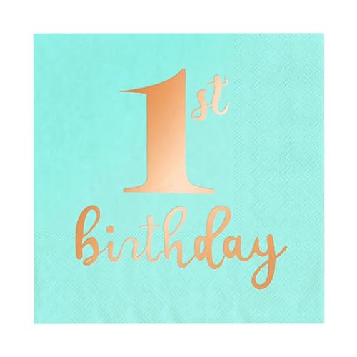 10 Servietten in Türkis * 1. GEBURTSTAG * für Kindergeburtstag und Mottoparty | 33x33cm | Kinder Papierservietten Servietten Tischdeko von PartyPal