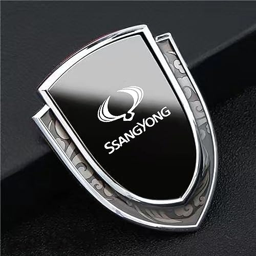 PartyUnix 3D Metall Embleme Sticker Auto Körper KofferraumtüR Chrom Abzeichen Dekoration für SsangYong Korando 2021 Rexton Kyron Musso Actyon Rodius ufkleber Logo,A von PartyUnix