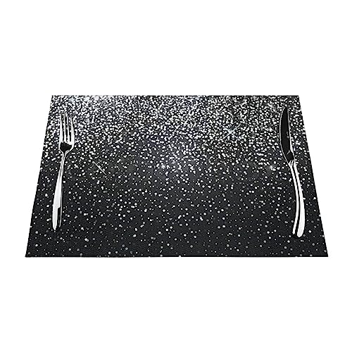 Tischset – hitzebeständig, waschbar, für tägliche Dekoration und Partys im Freien, glänzend, silberfarben, 4 Stück, 45,7 x 30,5 cm von PartyUnix