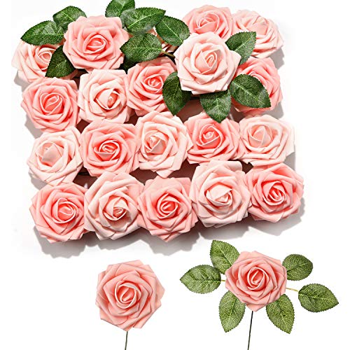 PartyWoo Künstliche Rosen, 20 Stück Kunstblumen, Künstliche Blumen, Deko Blumen, Schaumrosen, Kunstblumen Deko, Kunstblume für Geburtstagsdeko, Hochzeitsdeko, Party Deko (Rosa) von PartyWoo