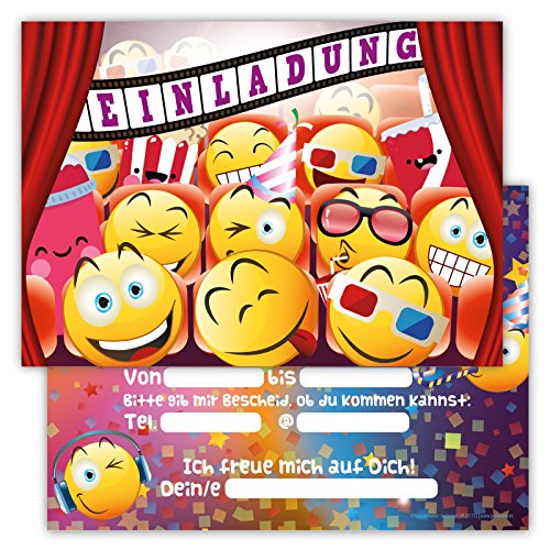 Partycards Einladungskarten Geburtstag, 12 Stck. im Format A6, Einladungskarten Kindergeburtstag, Kino Film Thema, Kinderparty, Freunde Freundin, Einladungskarten Kindergeburtstag Mädchen von Partycards