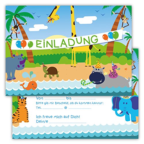 Partycards Einladungskarten Kindergeburtstag Mädchen und Junge, 12 Stck, Postkartenformat A6, Einladungskarten Geburtstag, Einladungskarten Kindergeburtstag Junge von Partycards