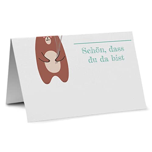 Partycards 50 Tischkarten/Platzkarten DIN A7 für Hochzeit, Geburtstag, Kommunion, Taufe (DIN A7, Bär) von Partycards