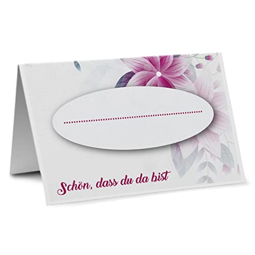 Partycards 50 Tischkarten/Platzkarten DIN A7 für Hochzeit, Geburtstag, Kommunion, Taufe (DIN A7, Blüten) von Partycards