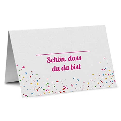 Partycards 50 Tischkarten/Platzkarten DIN A7 für Hochzeit, Geburtstag, Kommunion, Taufe (DIN A7, Konfetti Pink) von Partycards