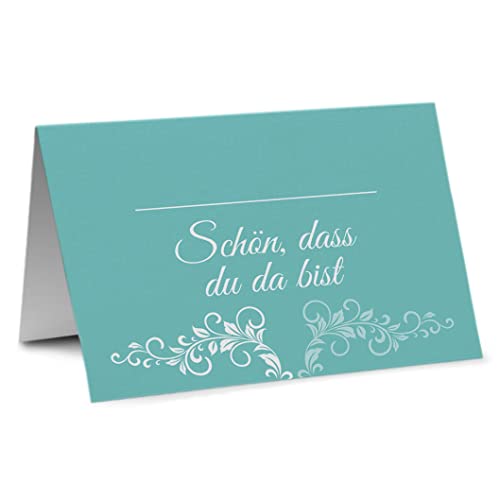 Partycards 50 Tischkarten/Platzkarten DIN A7 für Hochzeit, Geburtstag, Kommunion, Taufe (DIN A7, Ornament Blau) von Partycards