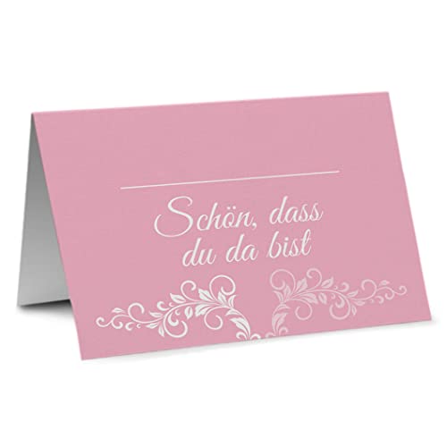 Partycards Tischkarten Geburtstag, Tischkarten Hochzeit, Tischdeko Hochzeit, Hochzeitsdeko Tisch - 50 Stück, Pink, Bereits Genutet, Format DIN A7, Platzkarten Kommunion, Namenskarten Konfirmation von Partycards