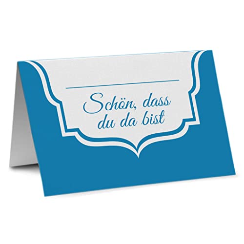 Partycards 50 Tischkarten/Platzkarten DIN A7 für Hochzeit, Geburtstag, Kommunion, Taufe (DIN A7, Spitze Blau) von Partycards