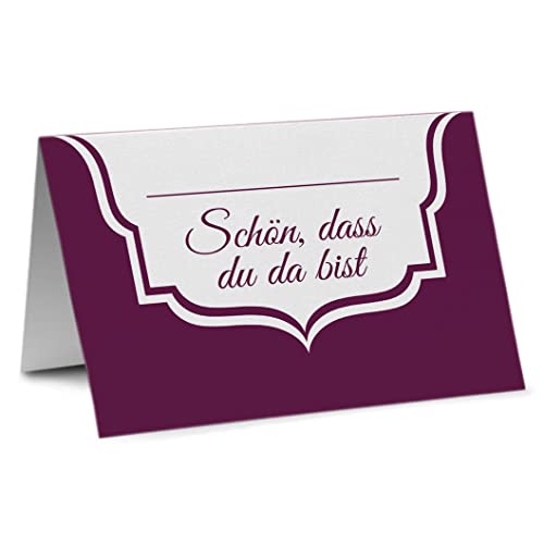 Partycards 50 Tischkarten/Platzkarten DIN A7 für Hochzeit, Geburtstag, Kommunion, Taufe (DIN A7, Spitze Lila) von Partycards