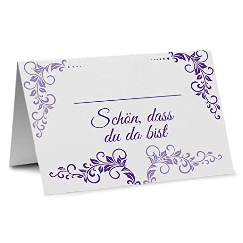 Partycards 50 Tischkarten/Platzkarten DIN A7 für Hochzeit, Geburtstag, Kommunion, Taufe (DIN A7, Tribal Lila) von Partycards