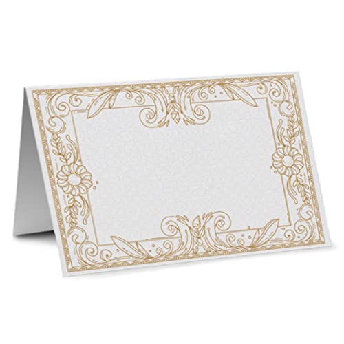 Partycards 50 Tischkarten Hochzeit Tischkarten Geburtstag, Blumen und Ornamente, Format DIN A7, Namensschilder Hochzeit, Namenskarten Taufe, Tischkarten, Tischkarten goldene Hochzeit, Tischdekoration von Partycards