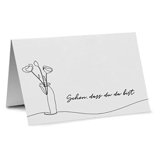 Partycards Tischkarten Geburtstag und Tischkarten Hochzeit, Format A7, 50 Stück, Blumen Motiv - Platzkarten Kommunion Konfirmation Taufe Schön schön DASS du da bist von Partycards