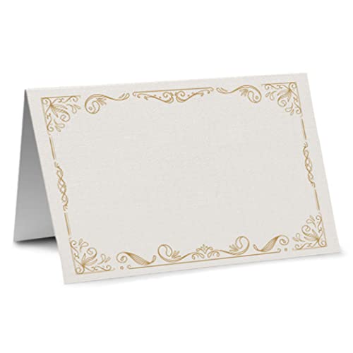 Partycards Hochzeit Tischkarten, Platzschilder Hochzeit, Kommunion, Konfirmation, Tischkarten Geburtstag, Goldene Hochzeit, Format DIN A7, Set von 50 mit Blumen Ornamente Design von Partycards