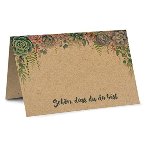 Partycards Tischkarten Hochzeit und Geburtstag, 50 Stück, Bunte Blumen, Format DIN A4, Bereits Genutet, Einfach zu Beschriften, Ideal für Konfirmation, Taufe, Kommunion Hochzeitsdeko von Partycards