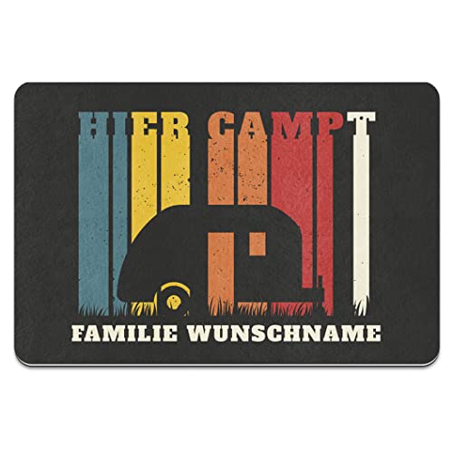 Partycards Auffallende, lustige Fußmatte mit Wunschnamen – Geschenk zum Einzug – Hochzeitsgeschenk – Für Boot Wohnwagen Wohnmobile Fußmatte Camping Wohnmobil (randlos, 60 x 40cm) von Partycards