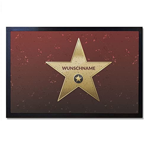 Partycards Fussmatte Aussen, Einzugsgeschenke Wohnung, Personalisierte Fußmatte, Walk of Fame Stern, Fussmatte mit Namen - rutschfeste 60 x 40 cm, Fussmatte Innen Lustig, mit Gummirand von Partycards