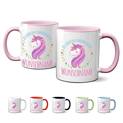 Partycards Keramik Tasse mit Einhorn Motiv, 330 ml, Rosa - Perfekt als Einhorn Geschenke für Mädchen, Geschenk für Frauen, Tasse mit Namen personalisiert, Einhorn Tasse Mädchen von Partycards