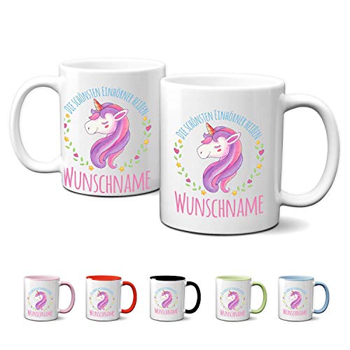 Partycards Keramik Tasse mit Einhorn Motiv, 330 ml, Weiß - Perfekt als Einhorn Geschenke für Mädchen, Geschenk für Frauen, Tasse mit Namen personalisiert, Einhorn Tasse Mädchen von Partycards