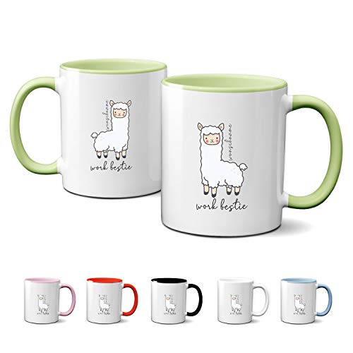 Partycards Tasse mit Namen Spruch Motiv Lama personalisierte Kaffeetasse Kaffeebecher Grün Keramik 330ml von Partycards