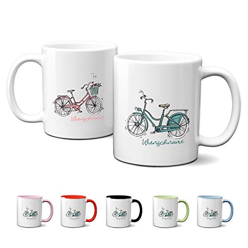 Partycards Tasse mit Namen und Spruch Fahrrad personalisierte Kaffeetasse Kaffeebecher Weiß Keramik 330ml von Partycards