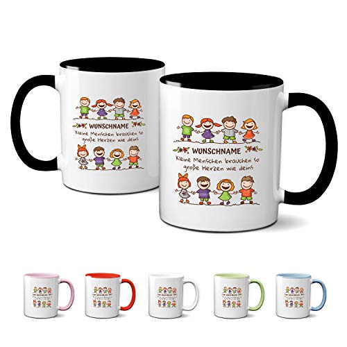 Partycards Personalisierte Tasse, Schwarz Keramik 330 ml, Erzieherin Geschenk, Abschiedsgeschenk Lehrerin, Geschenk Erzieherin Abschied, Abschiedsgeschenk Kita, Spülmaschinengeeignet von Partycards