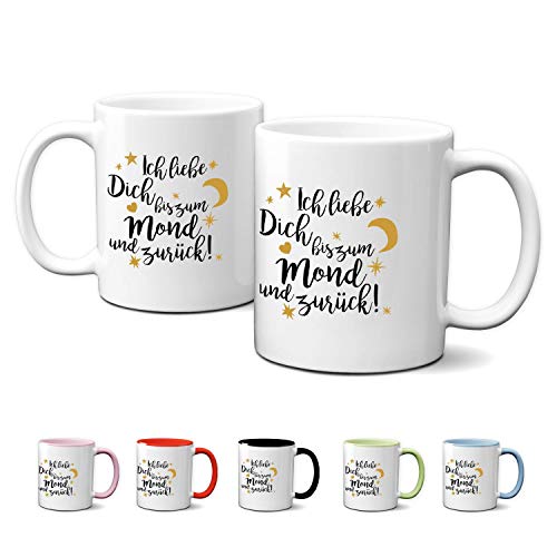 Partycards Tassen als Geschenkidee mit verschiedenen Motiven - Kaffebecher (Ich liebe dich bis zum Mond und zurück, 330ml) von Partycards